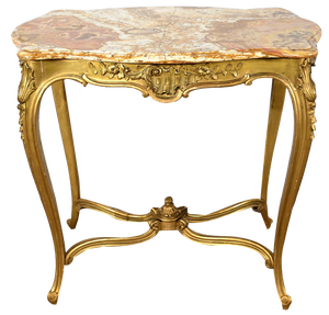 Small End of 19th Century Louis XV Medium Table in Gilded Wood