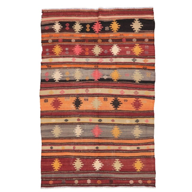 Textile Vintage Handwoven Turkish Kilim Rug For Sale - Image 7 of 7
