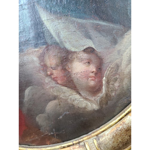 Textile Antique 18th Century Religious Oil Painting Assumption of the Virgin Mary For Sale - Image 7 of 16
