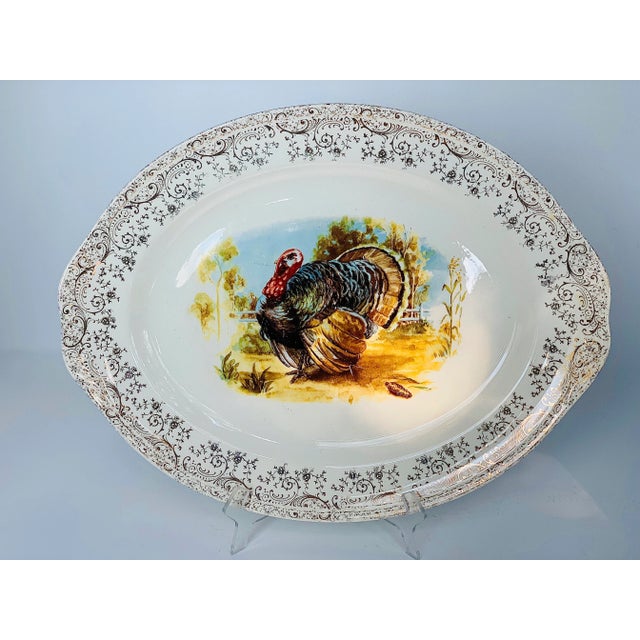 Vintage Mid-Century Turkey Platter With 22 Karat Gold Scroll Border by the Homer Laughlin China Company For Sale - Image 12 of 12