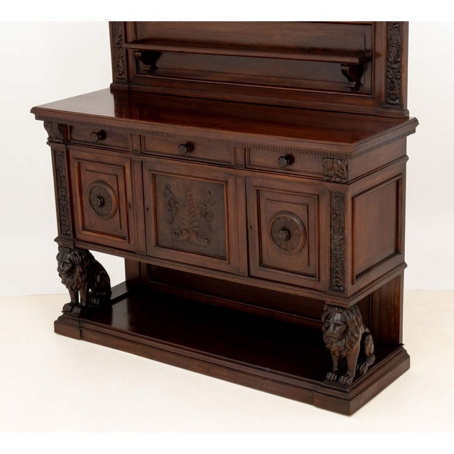 Wood Renaissance Revival Carved Walnut Sideboard For Sale - Image 7 of 15