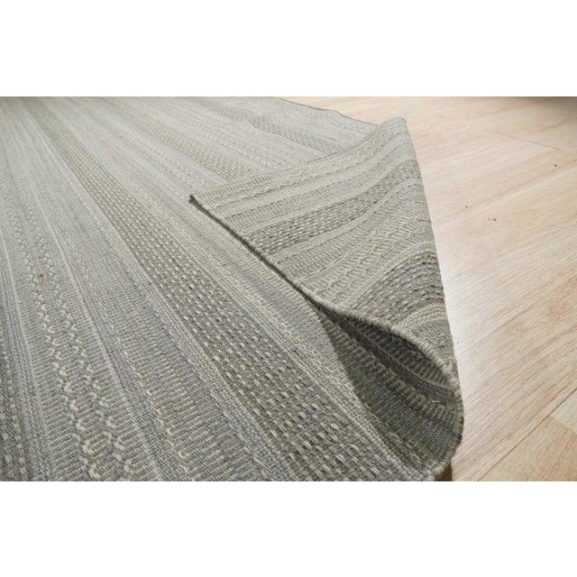 10x14 Gray Hand-Knotted Wool Striated Bands Geometric Modern Carpet Rug For Sale - Image 4 of 10