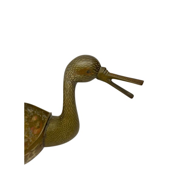 Mid-Century Hand-Etched Double Duck Vessel With Floral Inlay For Sale In Seattle - Image 6 of 10