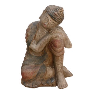 Small Table Top Handpainted Resting Buddha For Sale