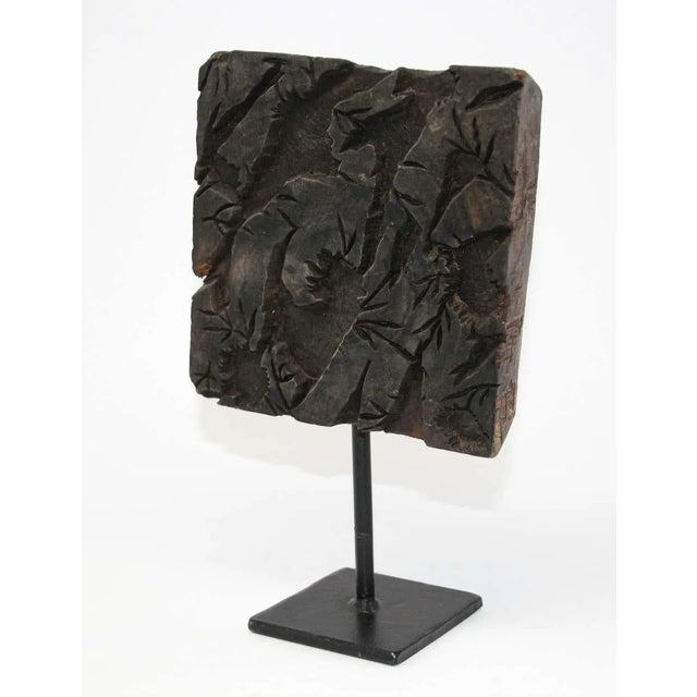 Wood Indian Vintage Hand Carved Wooden Printing Block For Sale - Image 7 of 13