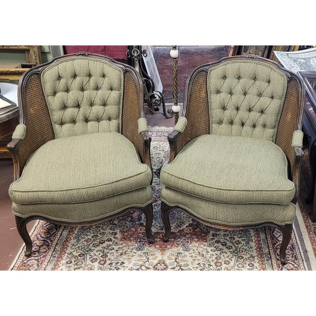 Pair French Double Cane 1950s Bergere Chairs For Sale - Image 13 of 13