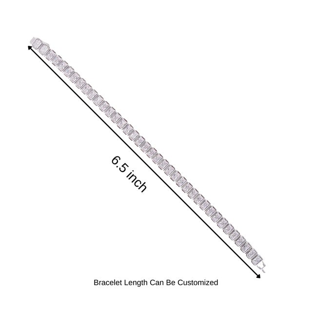 Art Deco Revival Bezel Set Cubic Zirconia Tennis Bracelet in 925 Sterling Silver - Carat&Her For Sale - Image 12 of 14