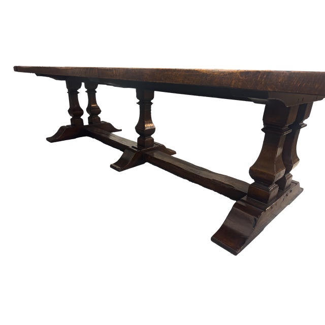 Late 20th Century Wide Plank Trestle Dining Table For Sale In Atlanta - Image 6 of 6