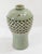 Mid-Century Korean Celadon Glazed Vase With Cranes and Basketweave For Sale - Image 4 of 11