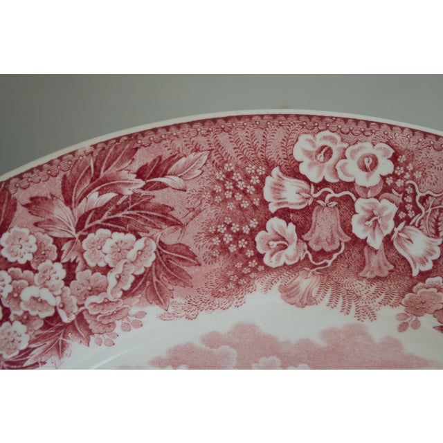 Vintage Wedgwood Red Pink Transferware Chop Plate Cake Display ...