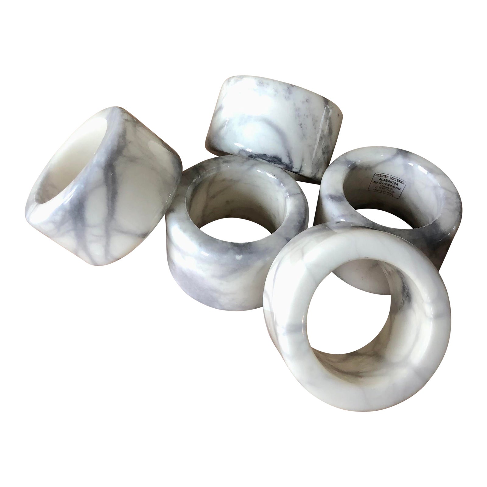 Vintage MCM Italian Hand-Carved Alabaster Napkin Rings by Ducceschi-Set ...