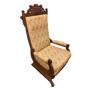 Antique Platform Eastlake Rocker Seat Plush Cushion For Sale