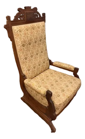 Antique Platform Eastlake Rocker Seat Plush Cushion