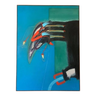 1980s Bright Coloured Abstract Painting by Contemporary Artist Hugo Newton For Sale
