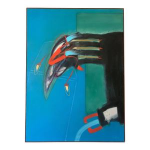 1980s Bright Coloured Abstract Painting by Contemporary Artist Hugo Newton