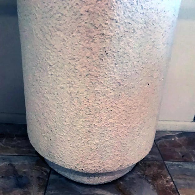 1980s Modernist Off-White Demi-Lune Plaster Double Pedestal Console Table With Glass Top For Sale - Image 10 of 12