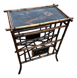 Antique Tortoise Shell Bamboo Chinoiserie Table