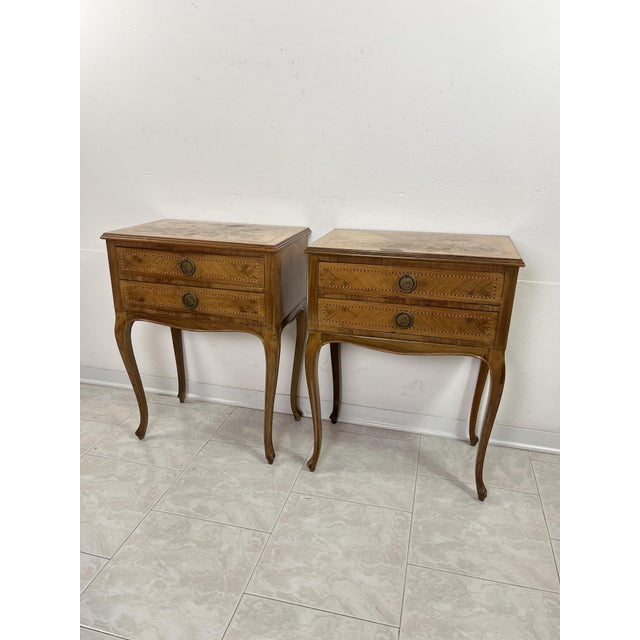 Italian Neoclassical Style Bedside Tables, 1950s, Set of 2 For Sale - Image 9 of 9
