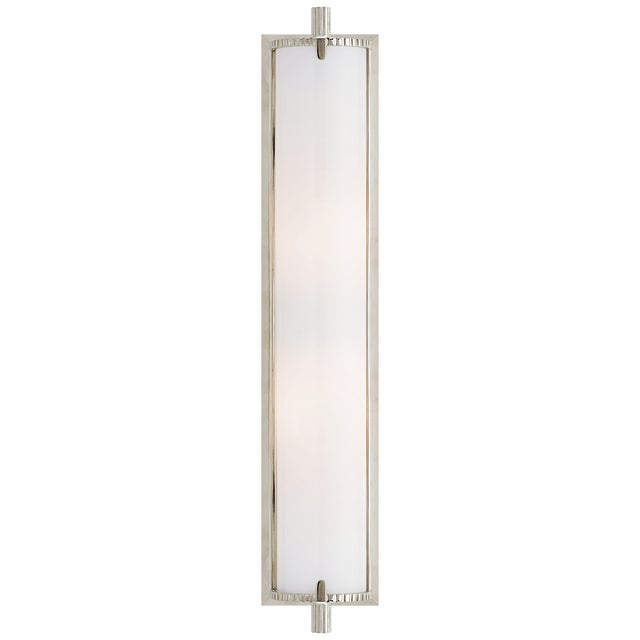 Thomas O'Brien for Visual Comfort Signature Calliope Tall Bath Light in Polished Nickel with White Glass For Sale