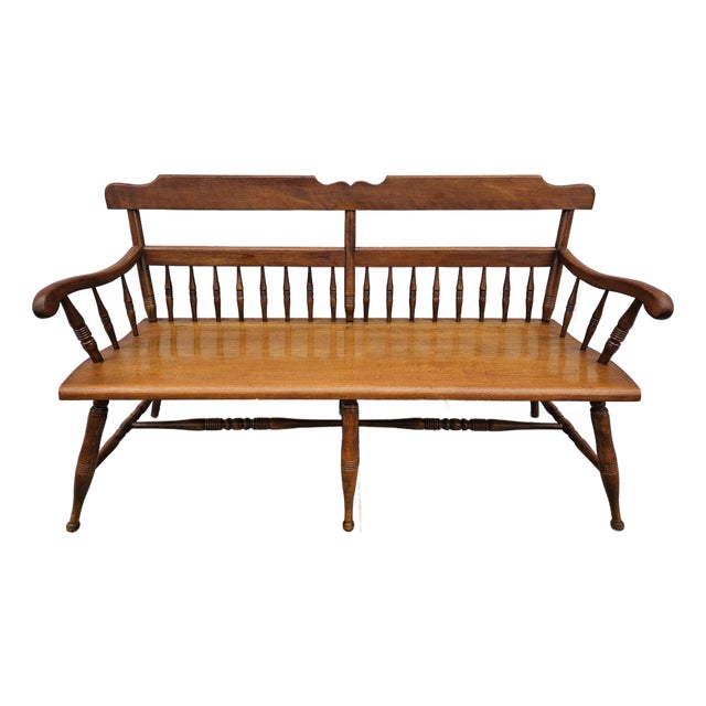 Ethan Allen Heirloom Maple Bench - Three Seat For Sale