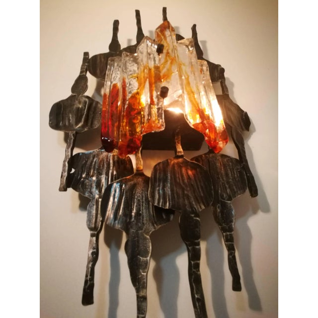 Metal Swedish Large Brutalist Wall Sconces, 1960s, Set of 2 For Sale - Image 7 of 9