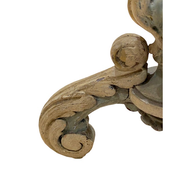 18th. Century French Blue Carved Wood Candelabrums - a Pair For Sale In Dallas - Image 6 of 7