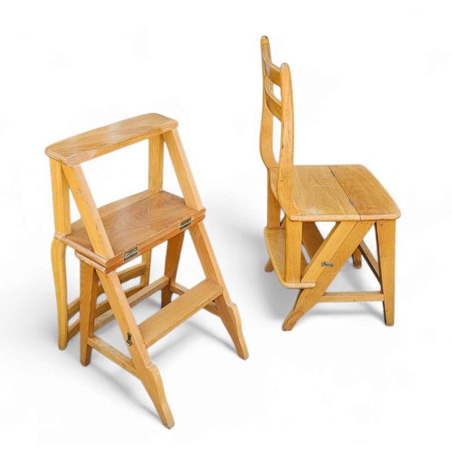 Library Ladder Chairs, 1950s, Set of 2 For Sale - Image 4 of 18
