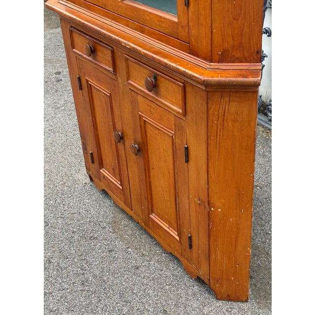 American Pine Glazed Corner Cupboard For Sale - Image 9 of 18
