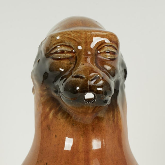 Ceramic Antique English Earthenware Monkey Water Pitcher For Sale - Image 7 of 13