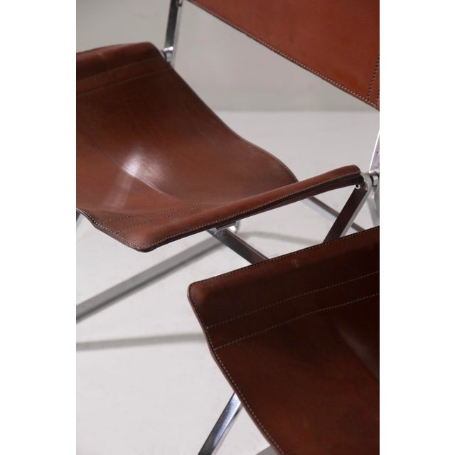 Brown Vintage Leather Chairs by Pierre Cardin, 1960, Set of 4 For Sale - Image 8 of 11
