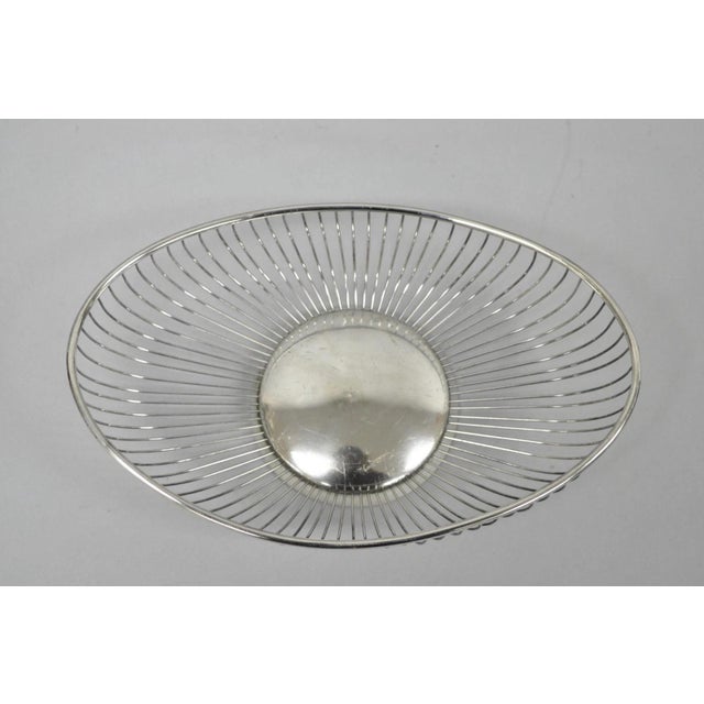 Vintage Mid Century Modern Eales Italy Silver Plated Wire Fruit Bread Basket For Sale - Image 4 of 10