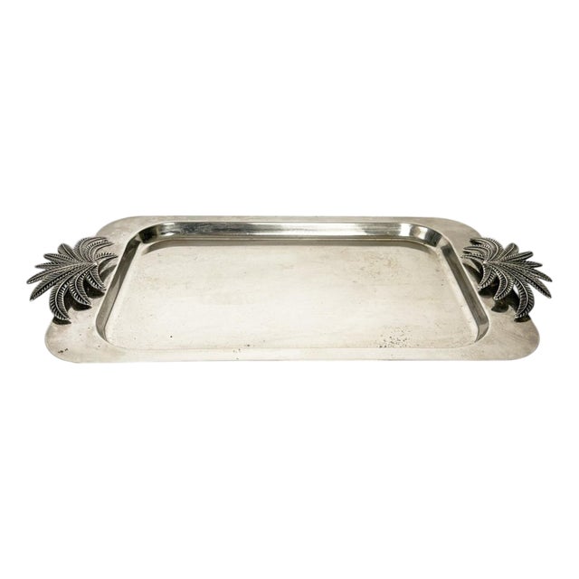 Metal Plate with Palm Tree Decoration, France, 1970 For Sale