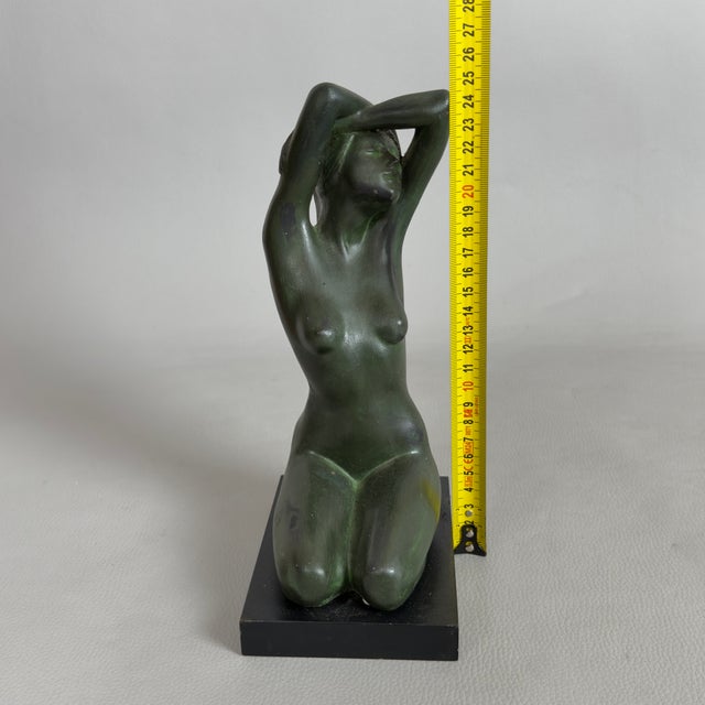 Vintage Ceramic Sculpture of Female Figure on Wooden Base by Francesco Pinton, 20th Century For Sale - Image 10 of 11