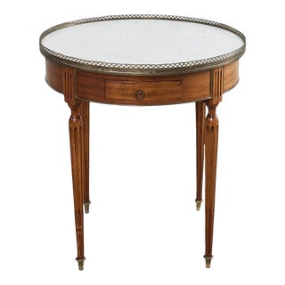 French Louis XVI Style Carrara Marble Mahogany Bouillotte Table For Sale
