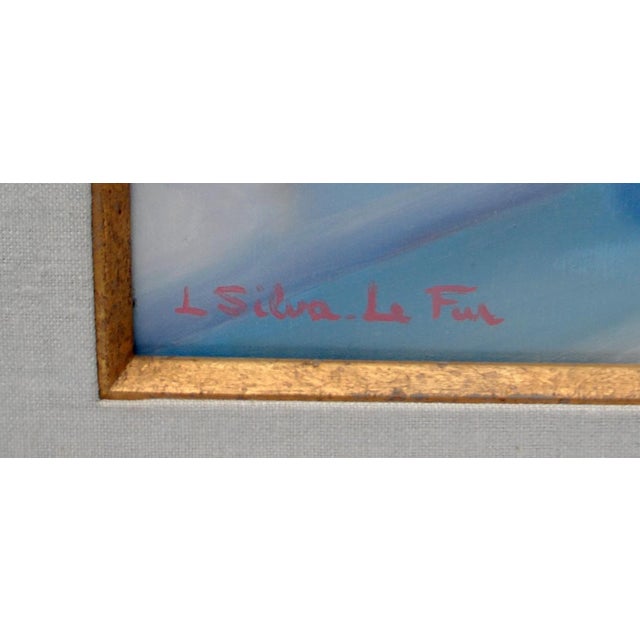 Mid-Century Modern Liliane Silva Le Fur Oil Painting "Le Bouquet a L'ombrelli" For Sale - Image 3 of 4