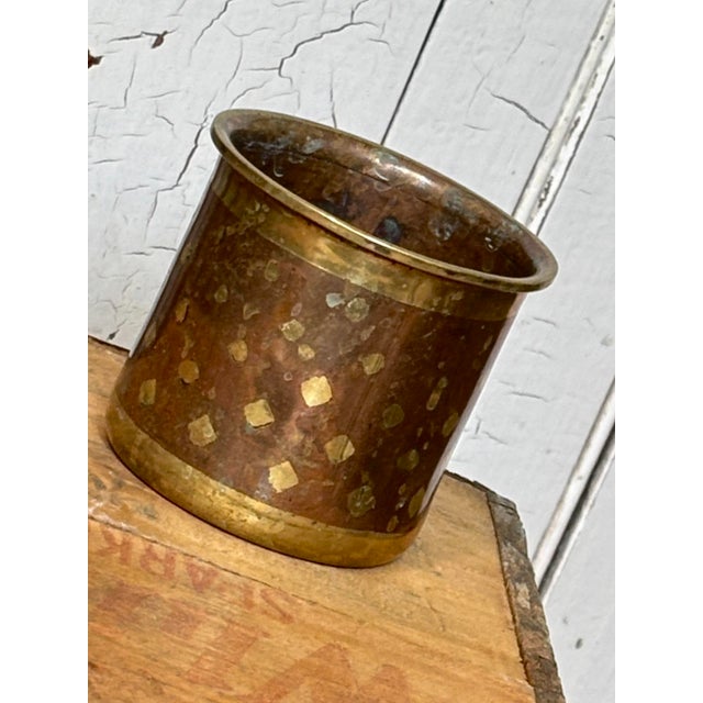 Antique 19thC India Ganga Jamuna Copper Brass Inlay Cup For Sale - Image 9 of 9