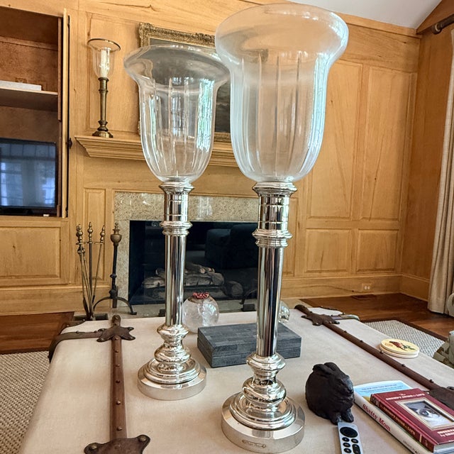 Traditional Pair of Silver Plated Ralph Lauren Hurricanes For Sale - Image 3 of 6