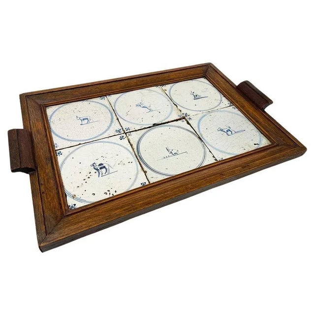 Blue Dutch Delft Serving Tray with Blue Tiles, 1650s-1700s For Sale - Image 8 of 8