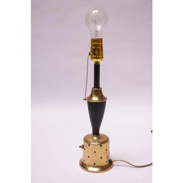 Mid-Century Modern American Modern Brass Table Lamp With Star Perforation Detail For Sale - Image 3 of 11