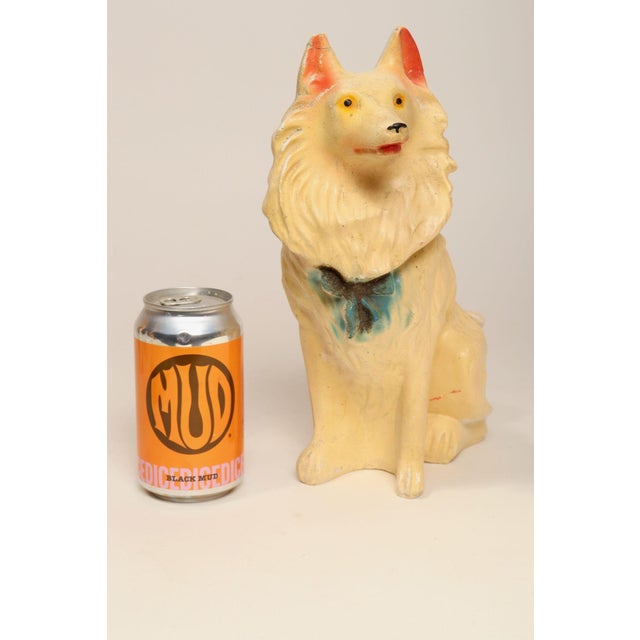 Sculpture Materials Vintage Painted Chalkware Carnival Chalk Collie Dog Sculpture / Figurine For Sale - Image 7 of 18