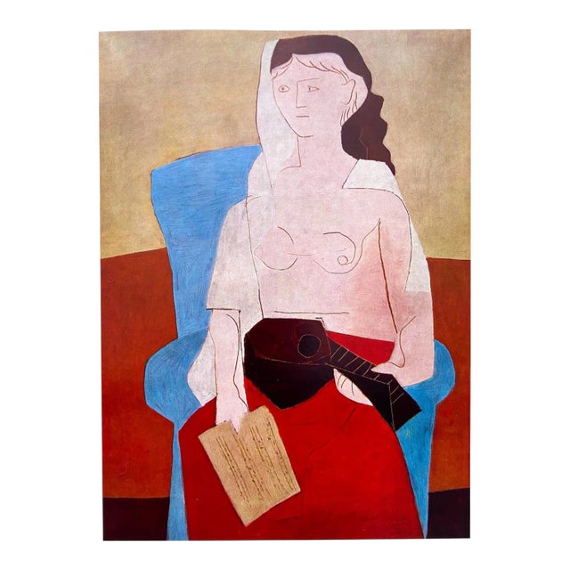 Pablo Picasso Vintage 1964 Mid Century Modern Lithograph Print " Woman With Mandolin " 1925 For Sale