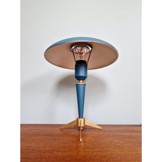 Blue Vintage Bijou Tripod Lamp by Louis Kalff for Philips, 1950s For Sale - Image 8 of 18