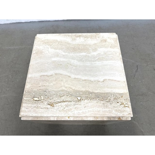 Vintage Italian Modern Travertine Cube Side Table or Pedestal For Sale - Image 4 of 8