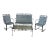 Woodard Salterini Attributed Mt Vernon Patio Seating & Table Set, Loveseat Bench Cantilever For Sale