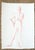 Watercolor painting in deep red watercolor pencil of a tasteful standing female nude. The brick red nude painting is...
