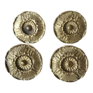 Vintage Brass French Provincial Large Flower Hooks Furniture Hardware-Set of 4