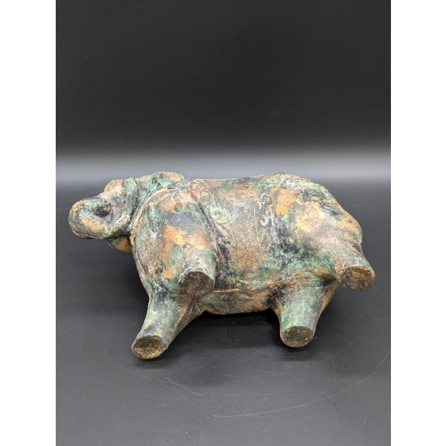1960s Chinese Cast-Metal Elephant Ritual Jar For Sale - Image 9 of 11