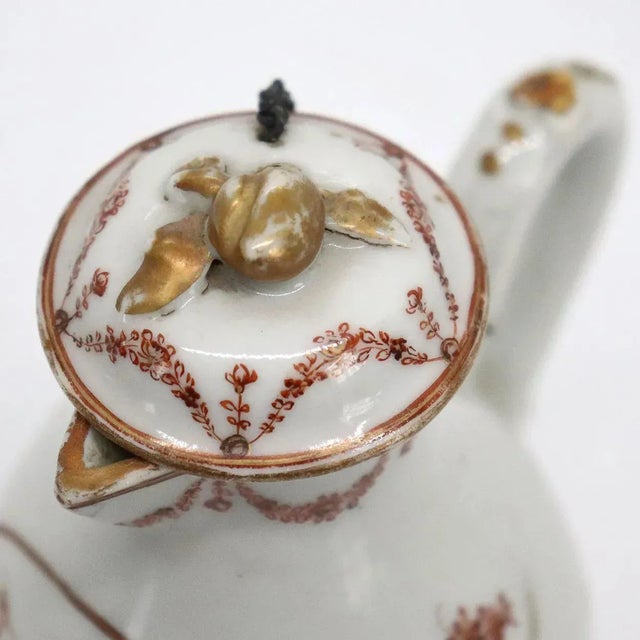 Chinese Export Iron Red and Gilt Porcelain Sparrow Beak Chained Lid Milk Jug For Sale - Image 9 of 10