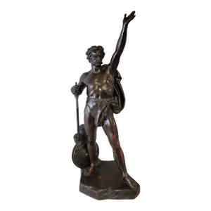 Victorian Elkington & Co. 32" Electrotype Bronze Warrior Sculpture, C. 1860–1880