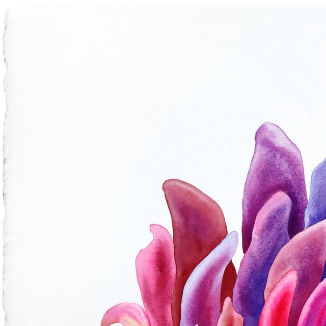 2020s Rainbowland Chrysanthemum II - Original Botanical Floral Watercolor Painting on Paper by Xiao Wen Xu For Sale - Image 5 of 6